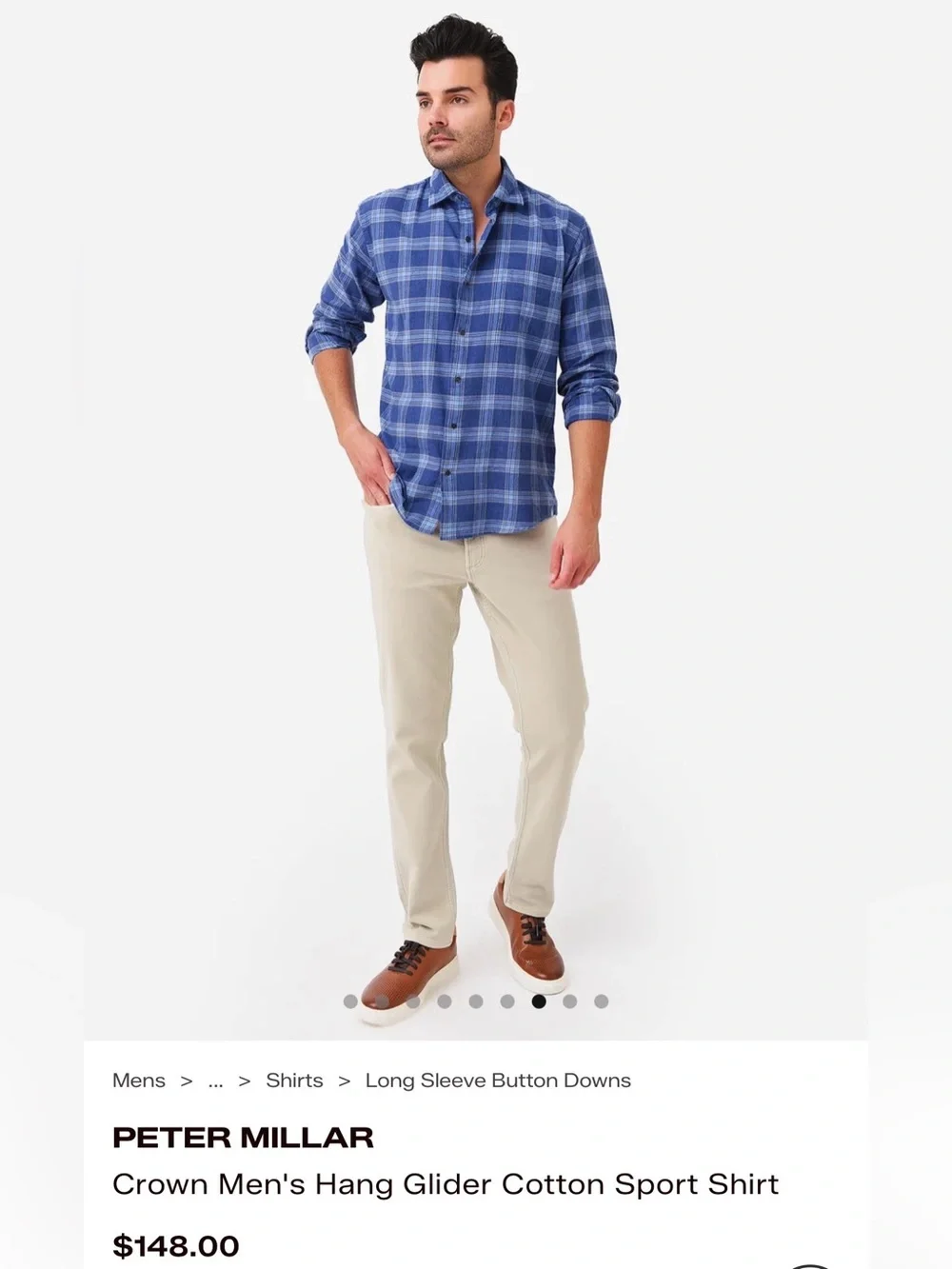 Peter Millar Crown Men's Hang Glider Cotton Sport Shirt in Blue